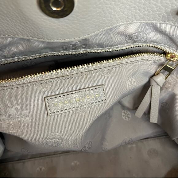 Tory Burch Embossed Leather Bryant East West Tote Gray Shoulder Bag Le Fleur - Picture 11 of 15